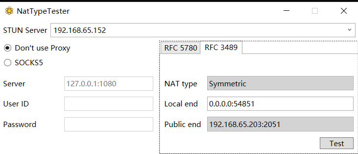 RFC 3489 判定:Symmetric,Public end 192.168.65.203:2048