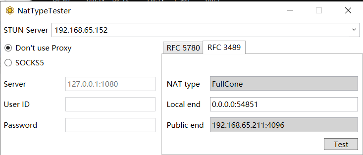 RFC 3489 判定:FullCone,Public end 192.168.65.211:4096