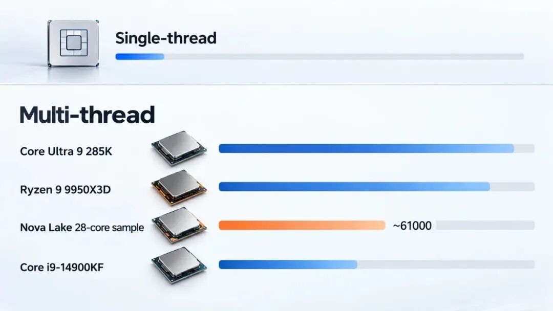 爆料的 Core Ultra 9 4970K BFC 结构示意：8 个 P 核、16 个 E 核、4 个 LPE 核共 28 核，144MB 三级缓存，125W TDP，32EU 核显