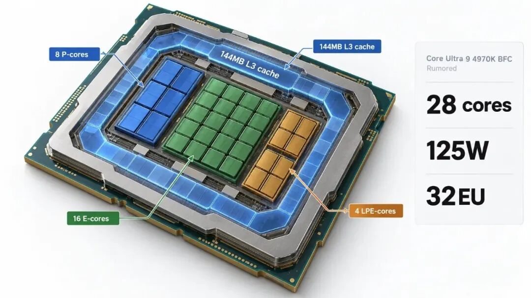 PassMark 单线程成绩对比：Nova Lake 28 核工程样品 5210 分，Core Ultra 9 285K 5059 分，Ryzen 9 9950X3D 4805 分，Core i9-14900KF 4635 分